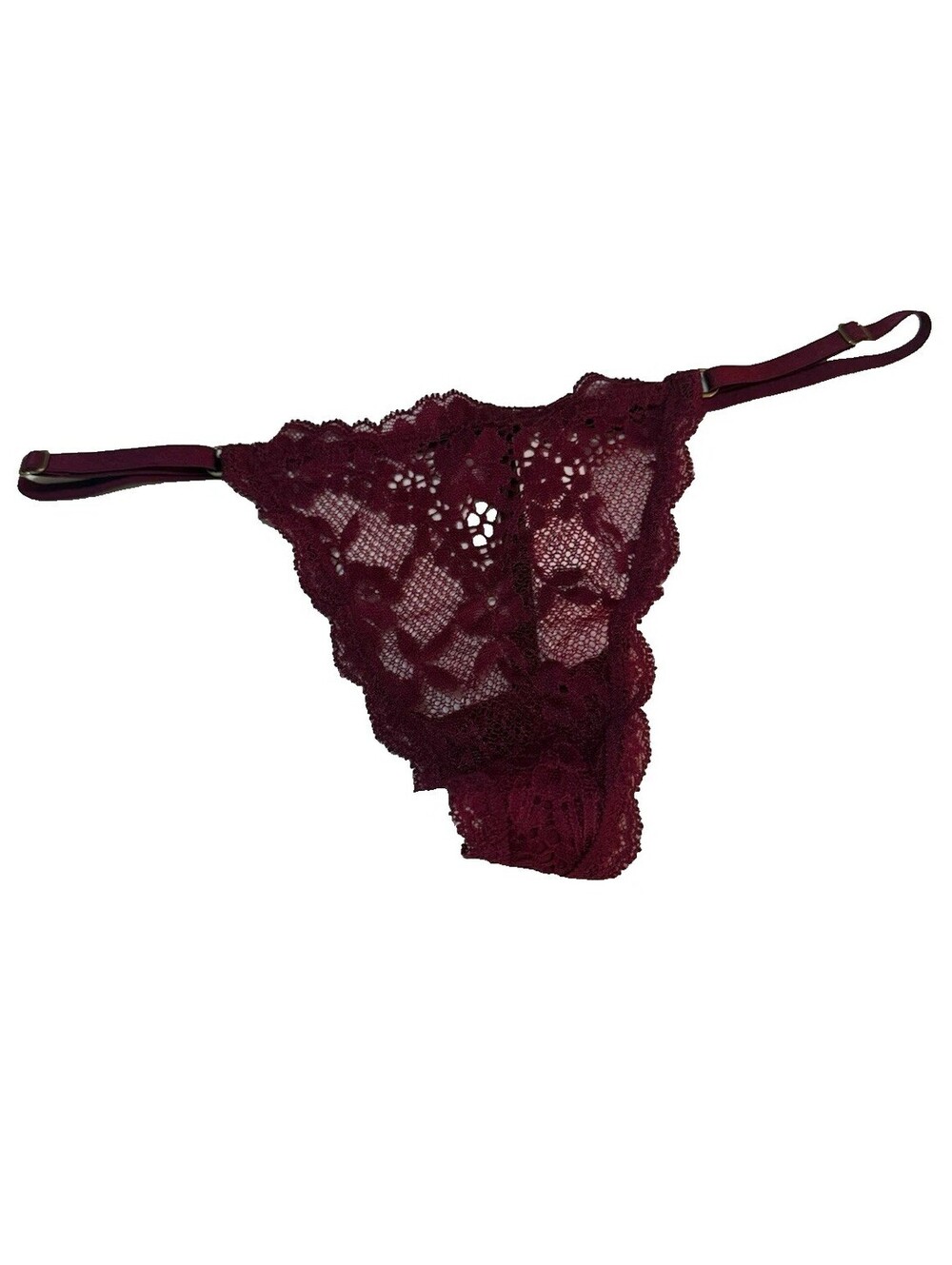 Victoria's Secret Dream Angels Lace Adjustable V-String Panty Dark Red SZ S